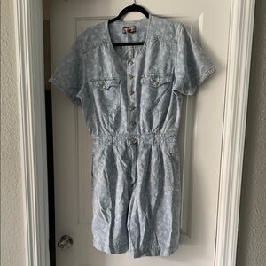 Light Blue Denim Short Sleeve Romper